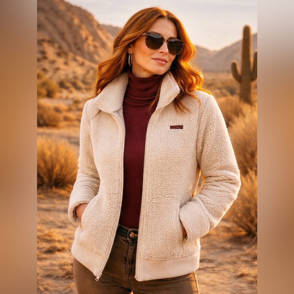 Columbia Fire Side II Sherpa Full Zip Jacket – Cream – Size L